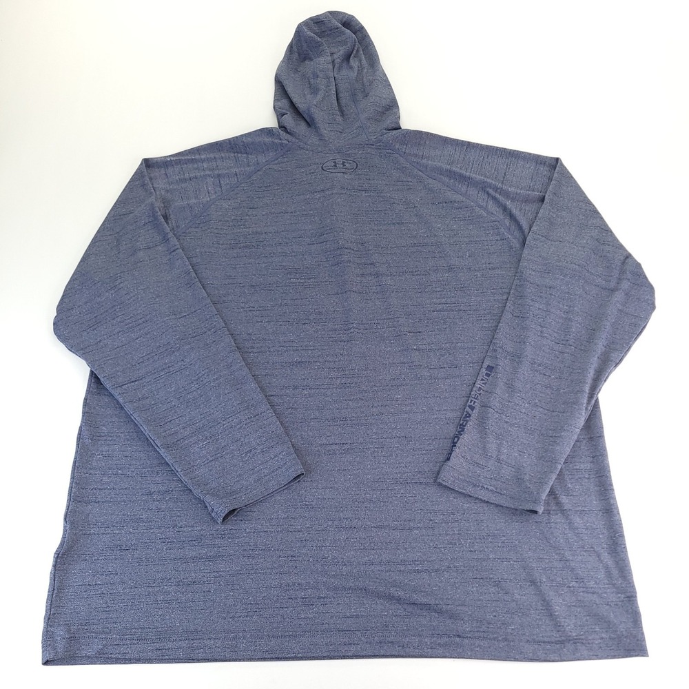 Under Armour Hoodie Mens 2XL Gray Blue HeatGear Loose Fit Lightweight Pullover - Picture 7 of 9